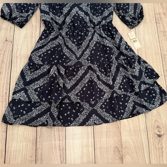 Nanette Lepore Blue and White Puff Sleeve Sundress/size 14 - Picture 8 of 13